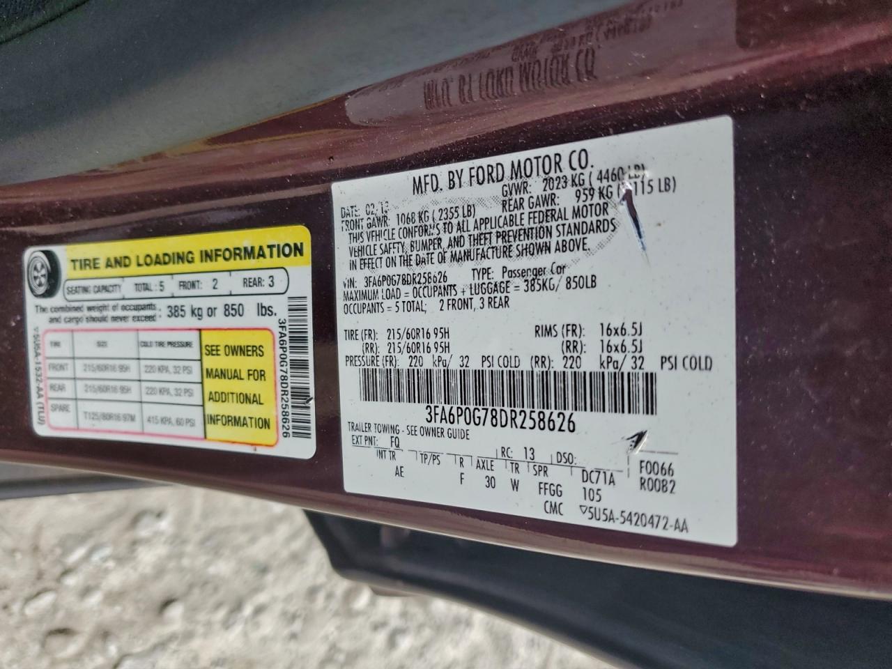 2013 FORD FUSION S photo 12