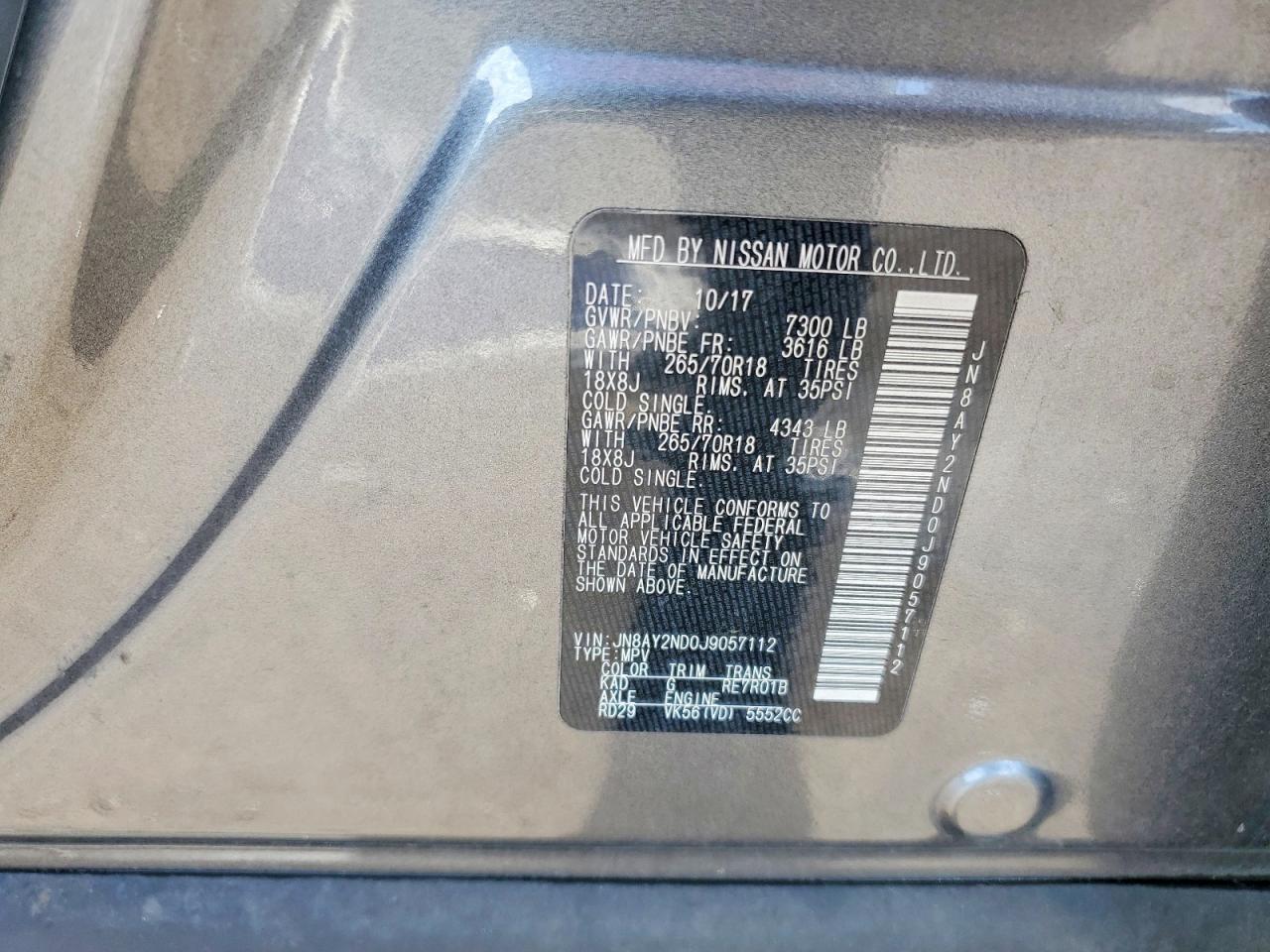 2018 NISSAN ARMADA SV photo 13