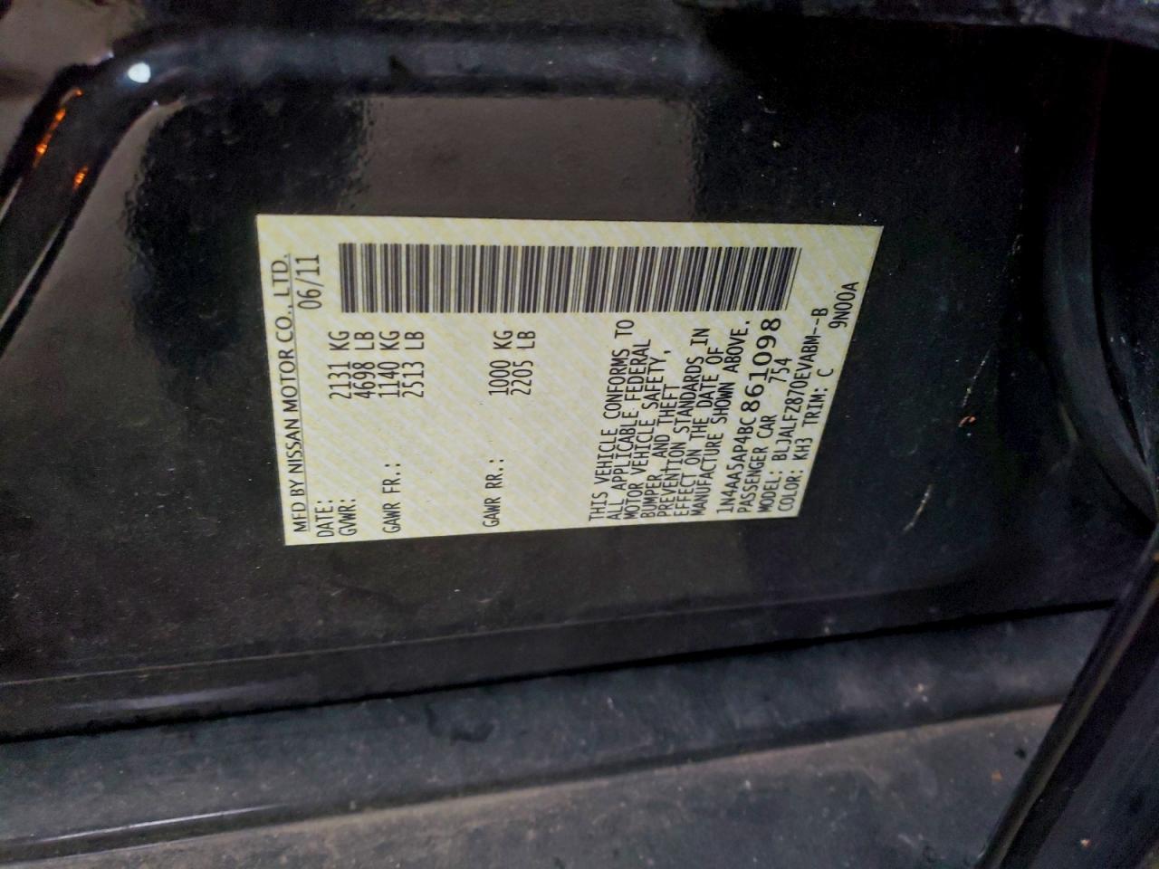 2011 NISSAN MAXIMA S photo 12