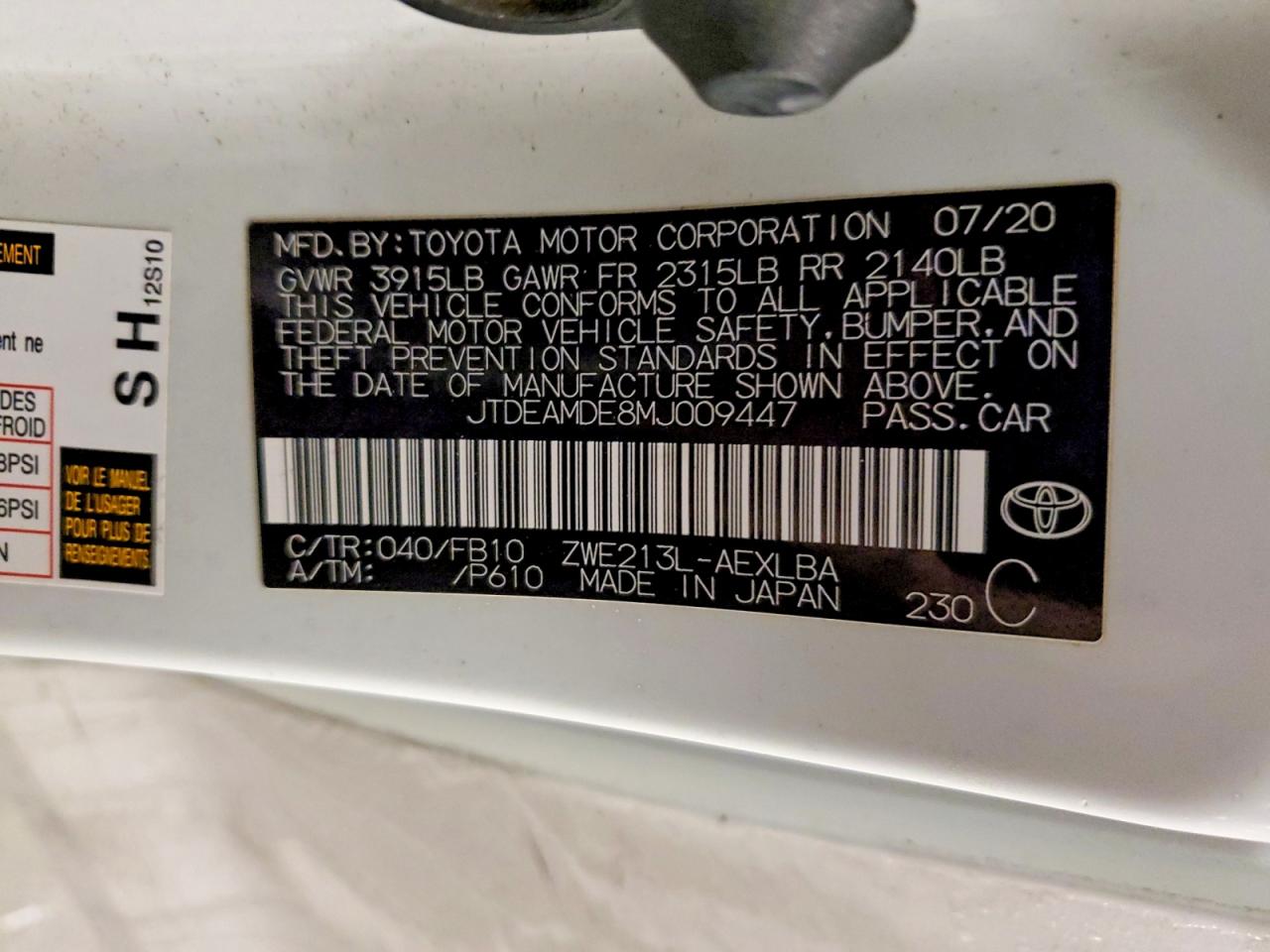 2021 TOYOTA COROLLA LE photo 13