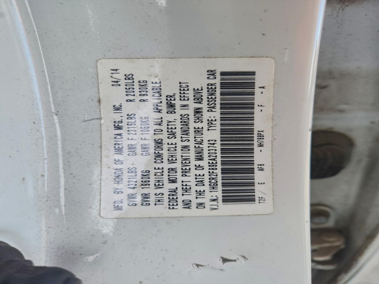 2014 HONDA ACCORD EXL photo 13