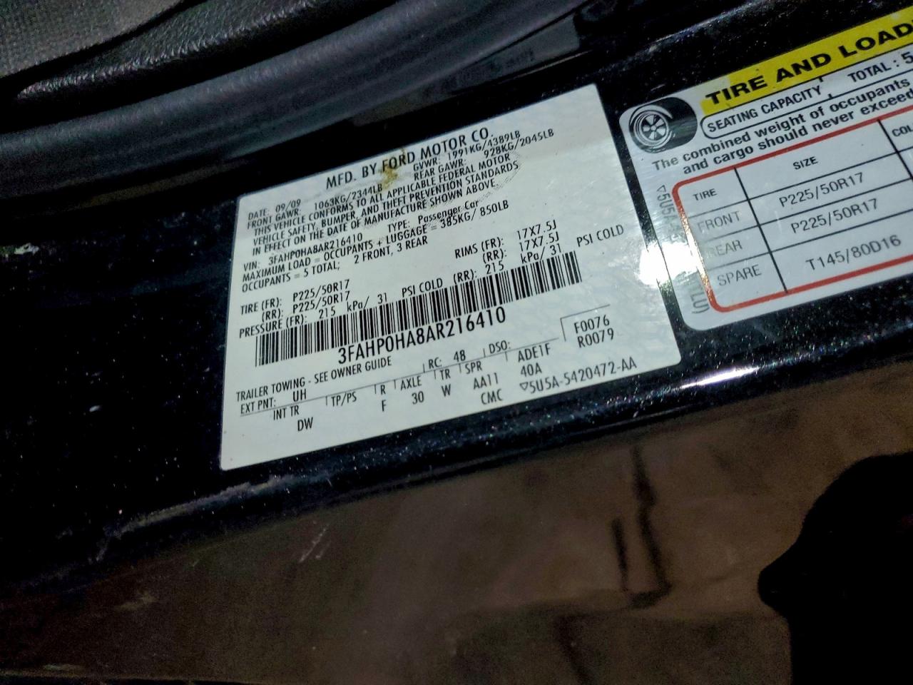 2010 FORD FUSION SE photo 13