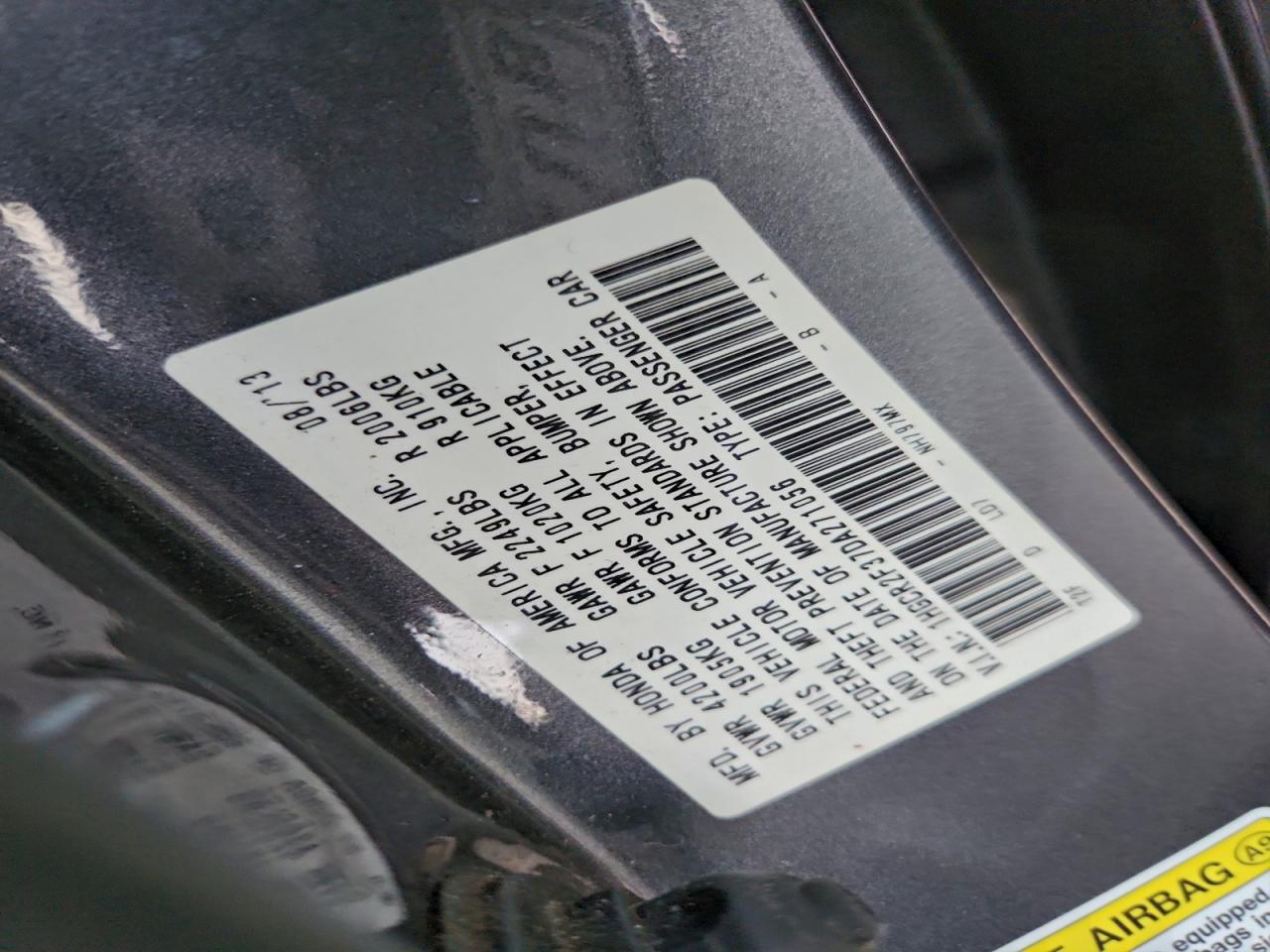 2013 HONDA ACCORD LX photo 12