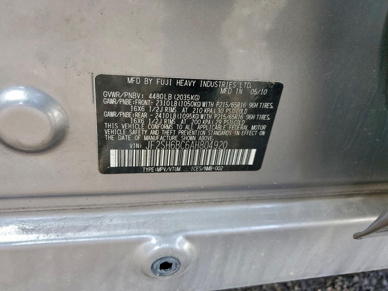 2010 SUBARU FORESTER XS photo 13