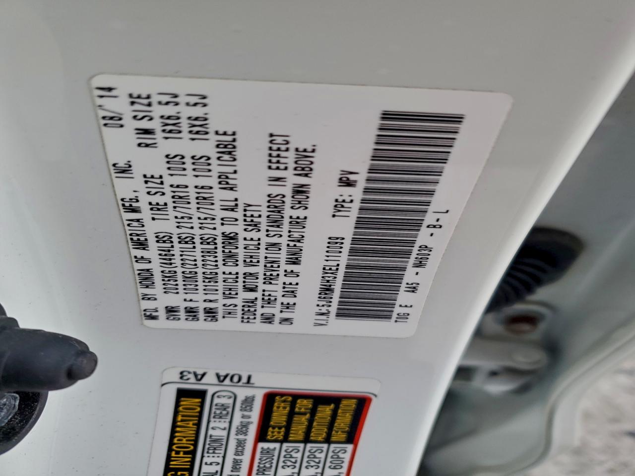 2014 HONDA CR-V LX photo 10
