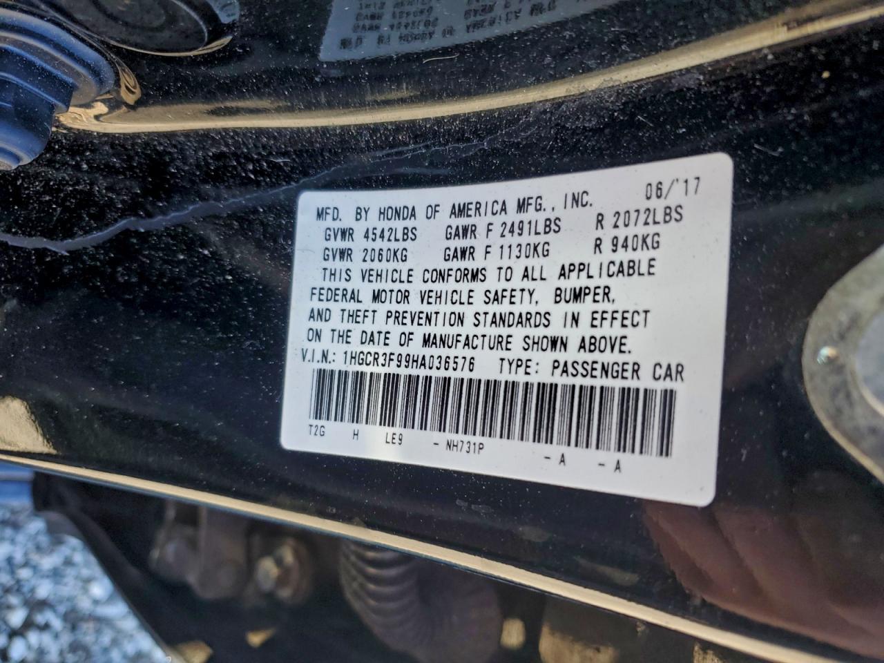 2017 HONDA ACCORD TOURING photo 12