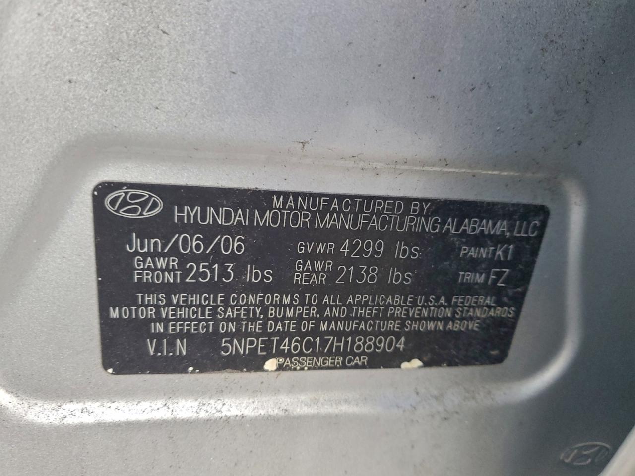 2007 HYUNDAI SONATA GLS photo 12