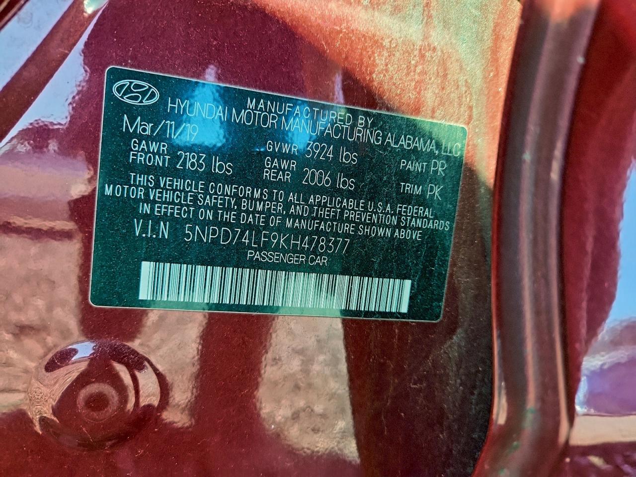 2019 HYUNDAI ELANTRA SE photo 12