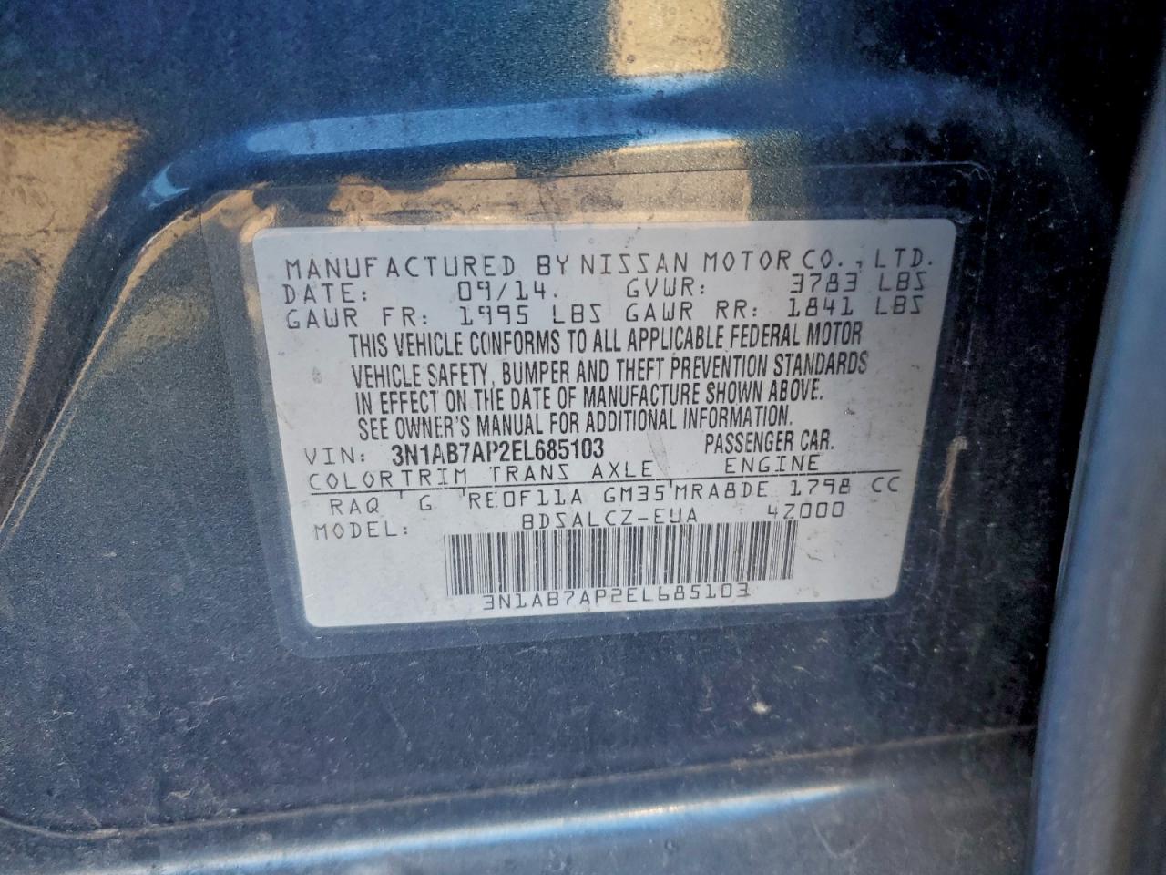 2014 NISSAN SENTRA S photo 12