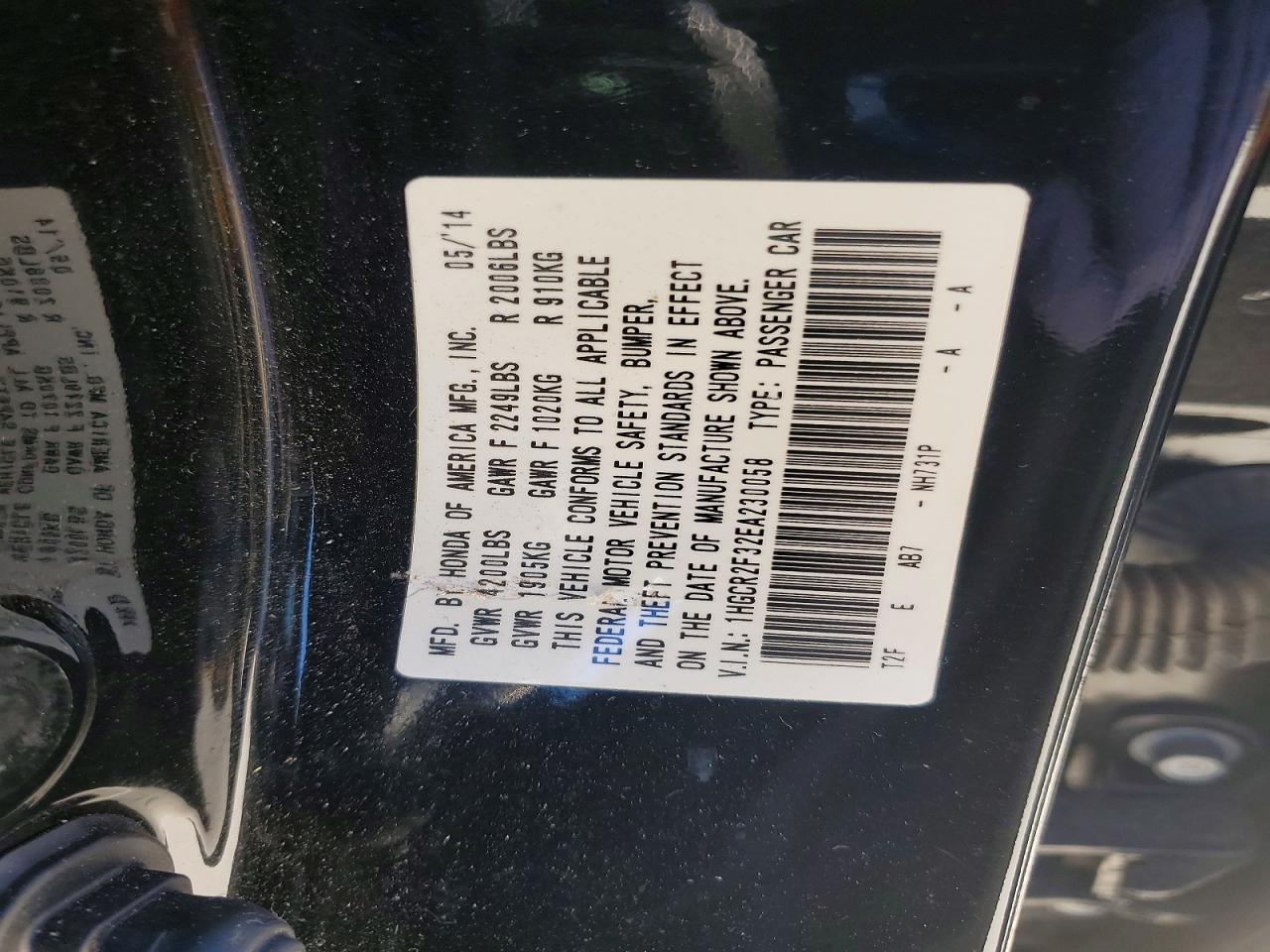 2014 HONDA ACCORD LX photo 12