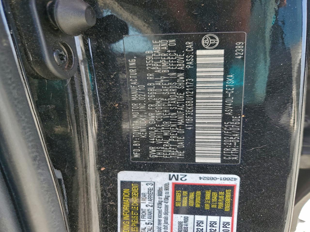 2011 TOYOTA CAMRY BASE photo 12