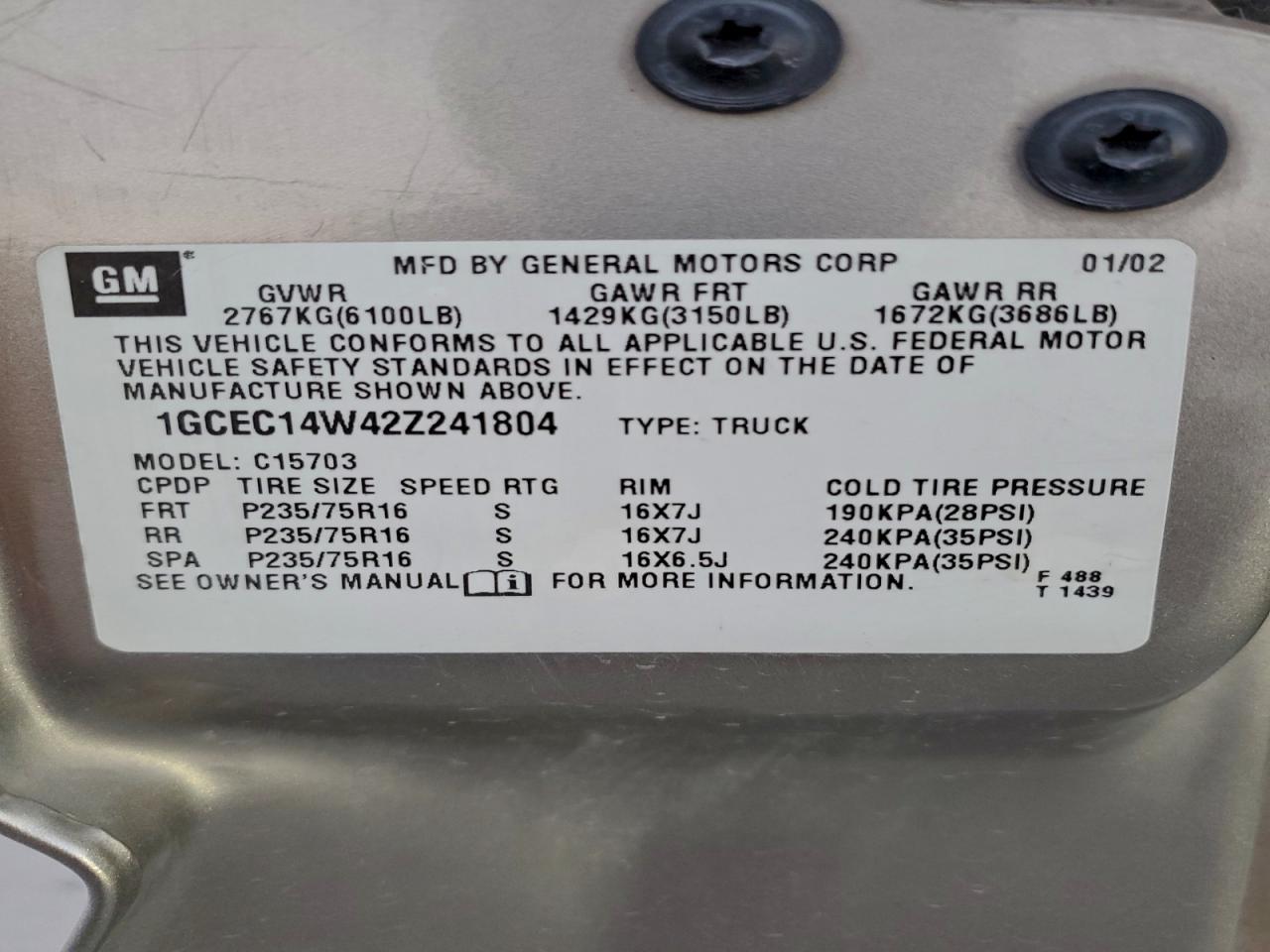 2002 CHEVROLET SILVERADO C1500 photo 12
