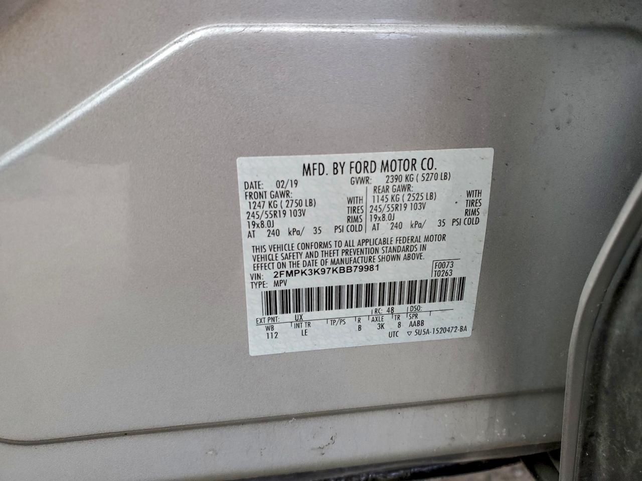 2019 FORD EDGE TITANIUM photo 13