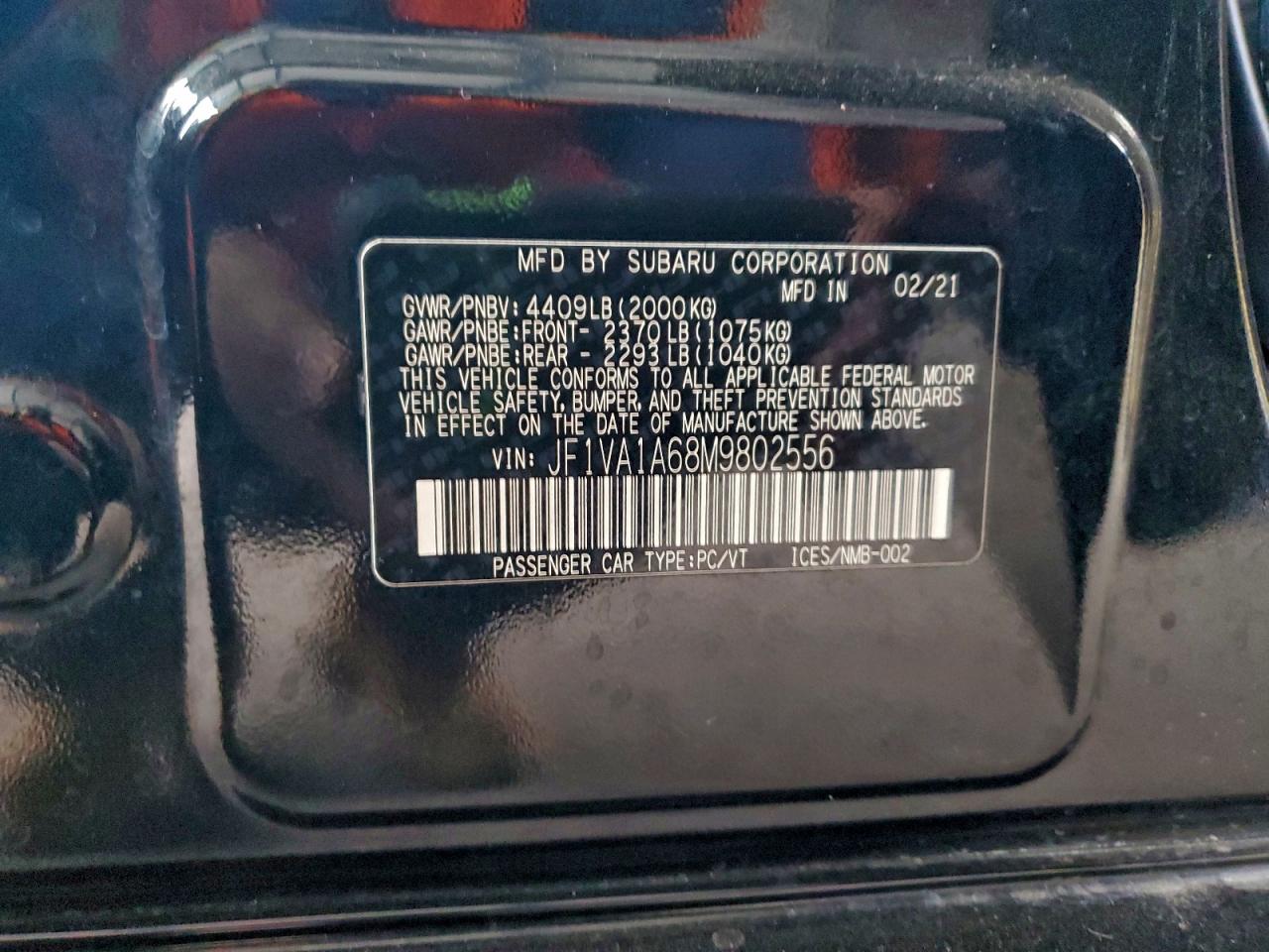 2021 SUBARU WRX photo 12