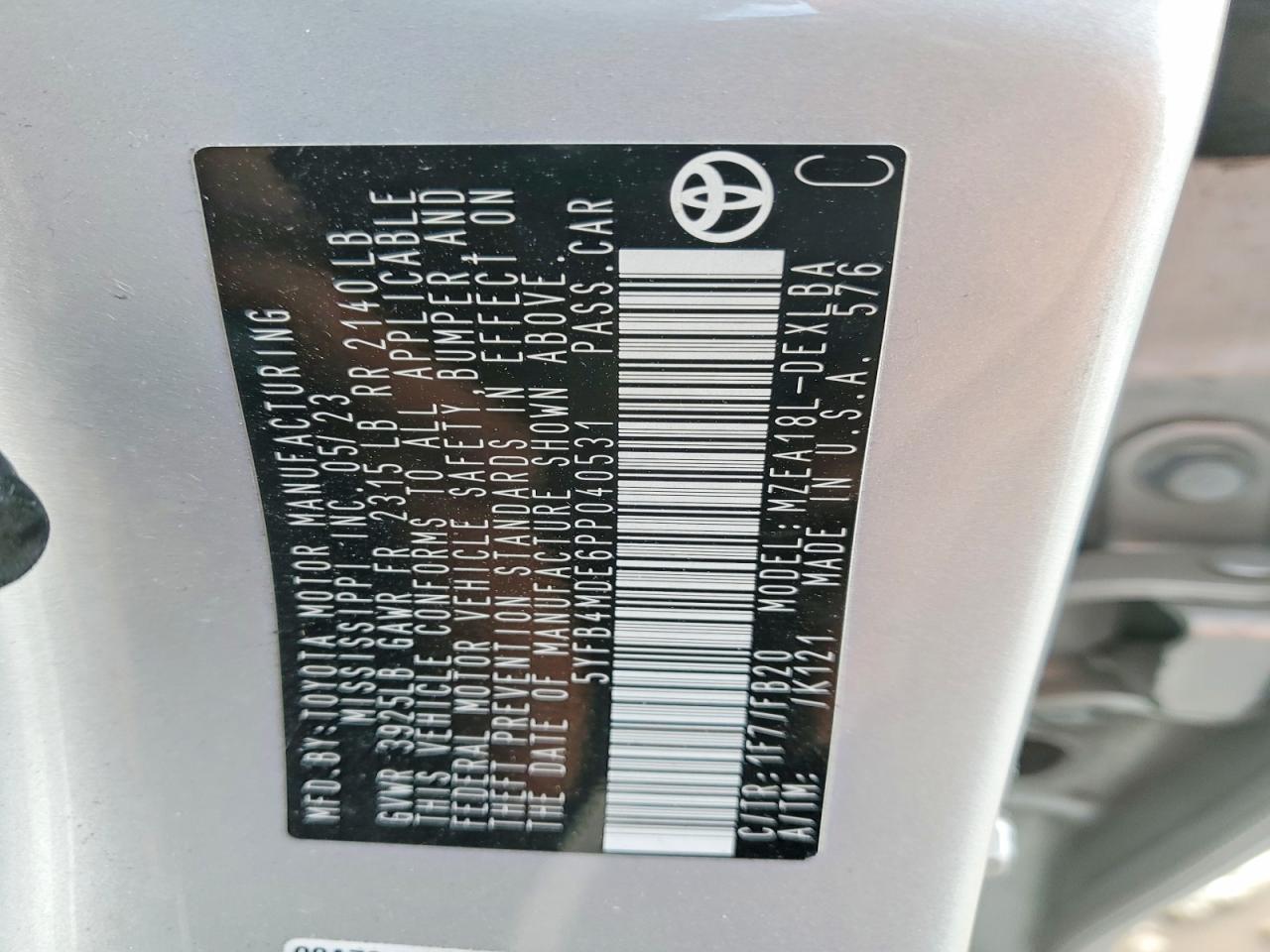 2023 TOYOTA COROLLA LE photo 12