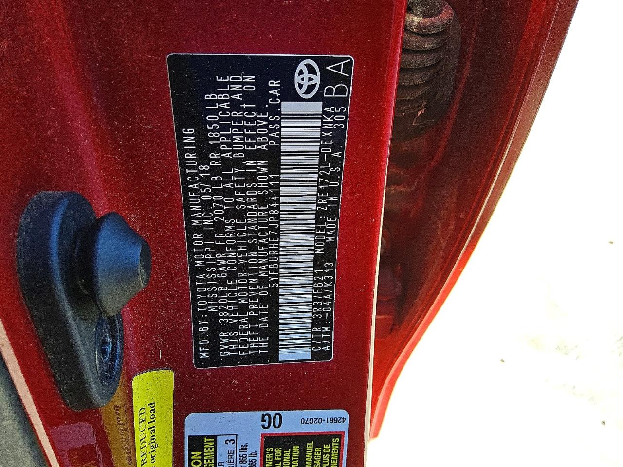 2018 TOYOTA COROLLA L photo 12