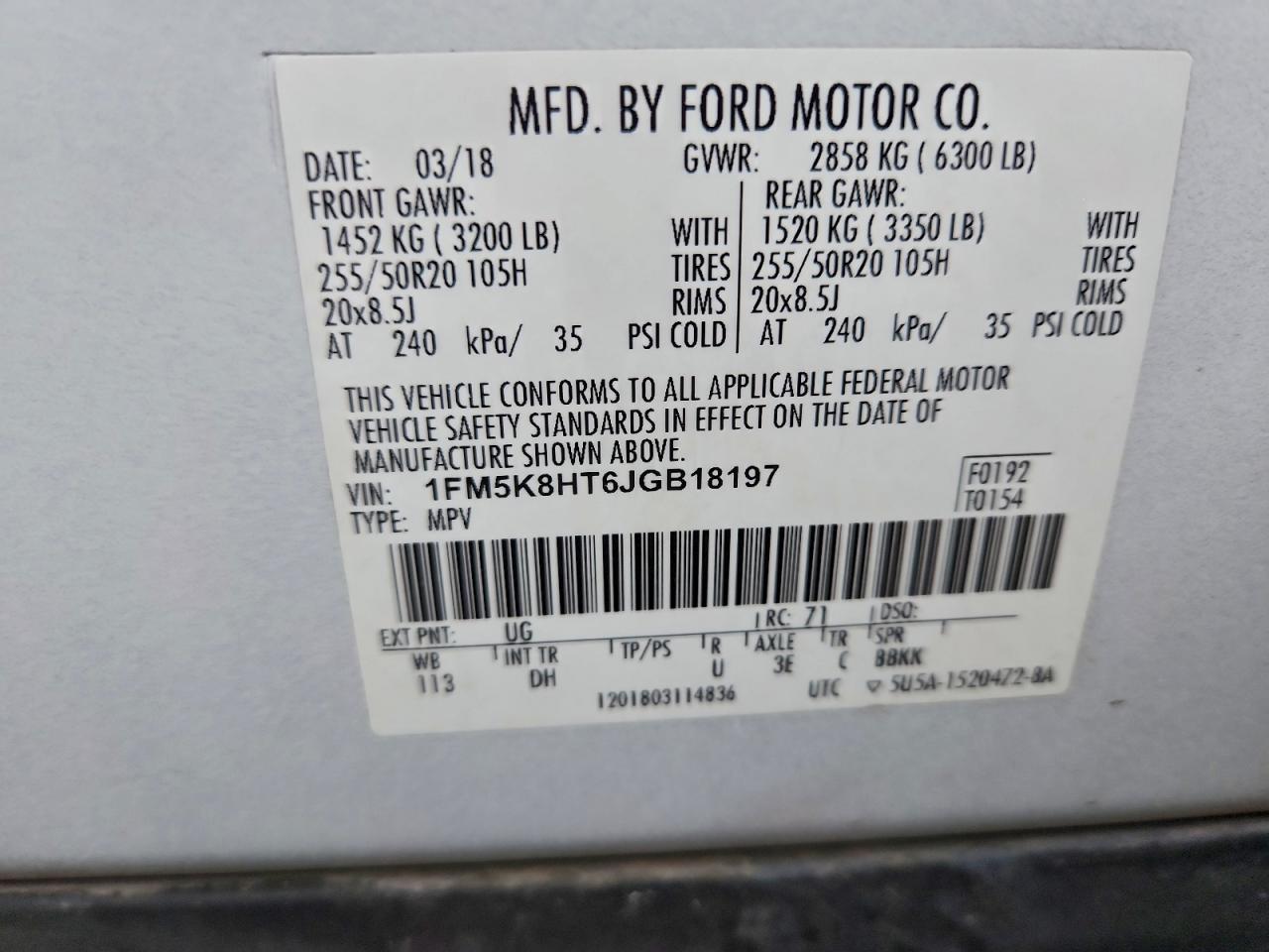2018 FORD EXPLORER PLATINUM photo 13