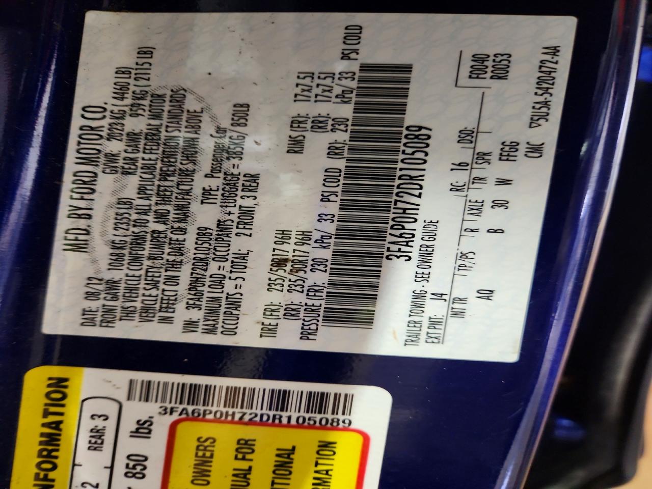 2013 FORD FUSION SE photo 13
