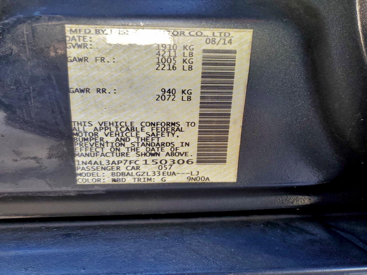2015 NISSAN ALTIMA 2.5 photo 12
