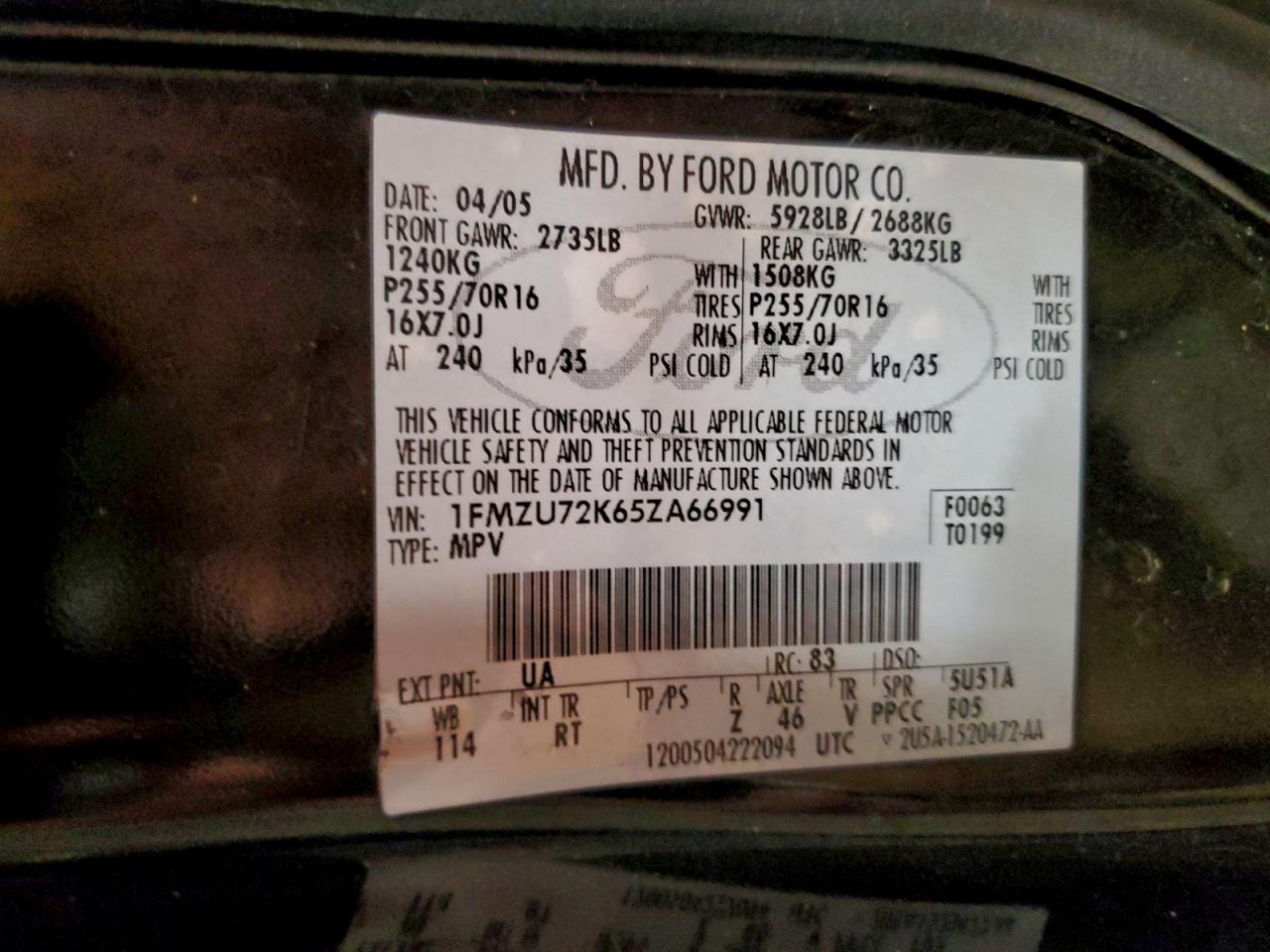 2005 FORD EXPLORER XLS photo 14