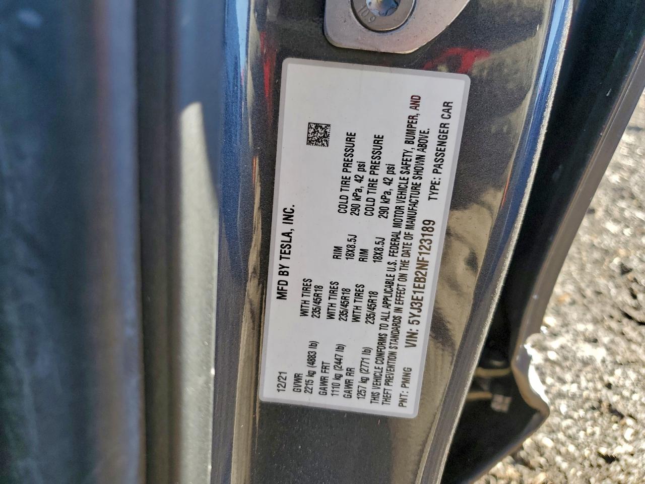 2022 TESLA MODEL 3 photo 12