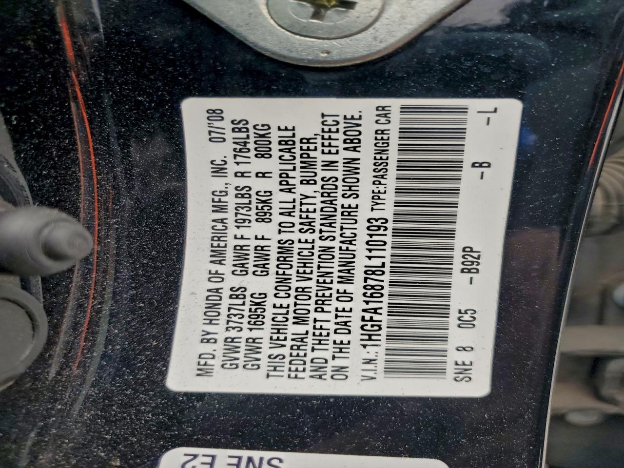 2008 HONDA CIVIC EX photo 12