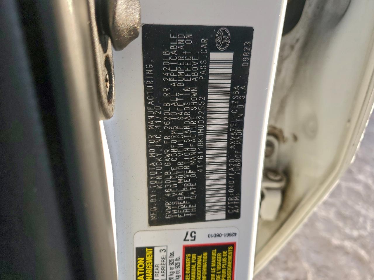 2021 TOYOTA CAMRY SE photo 12