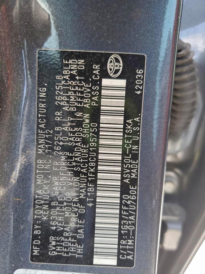 2012 TOYOTA CAMRY BASE photo 12
