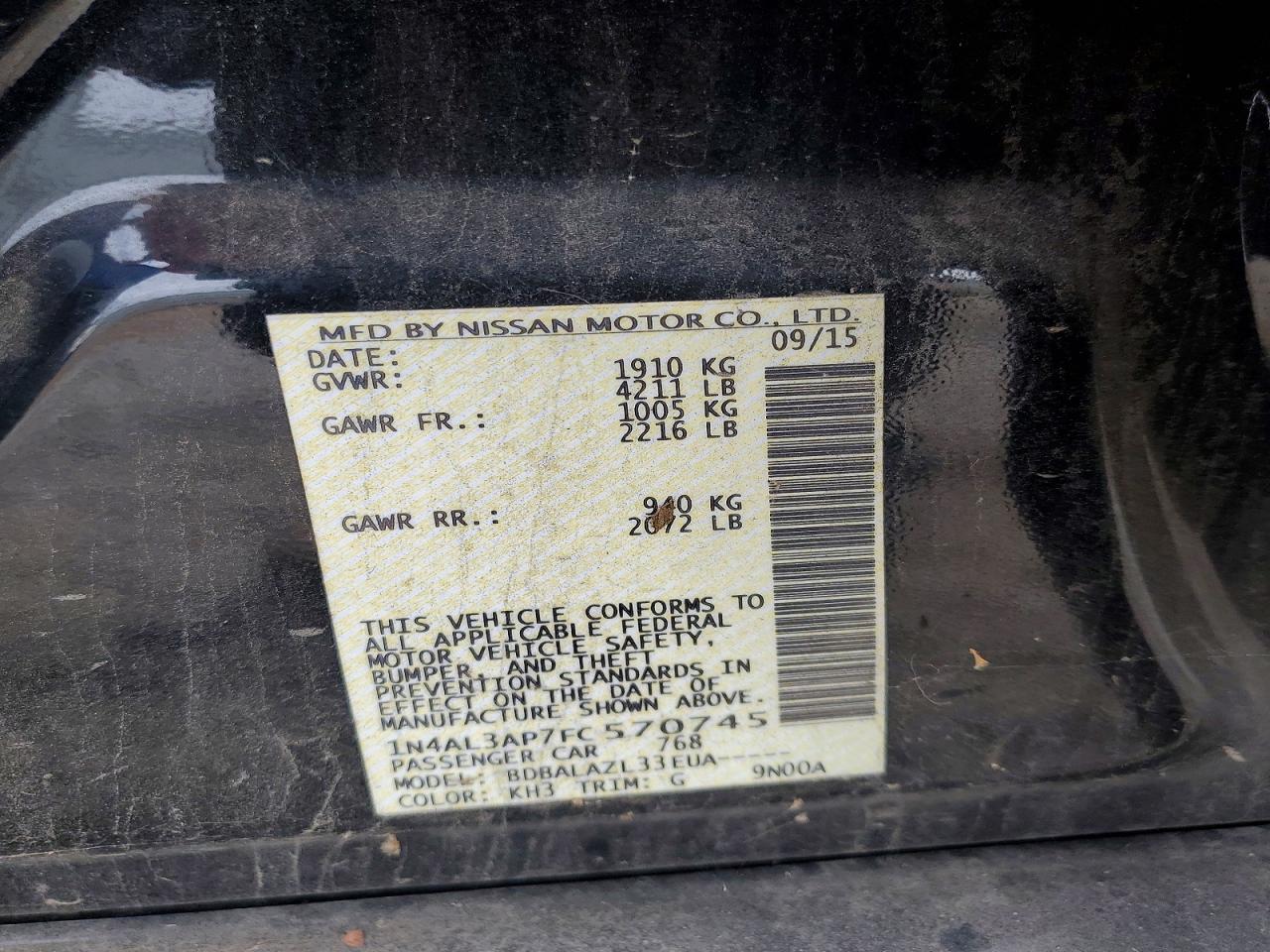 2015 NISSAN ALTIMA 2.5 photo 23
