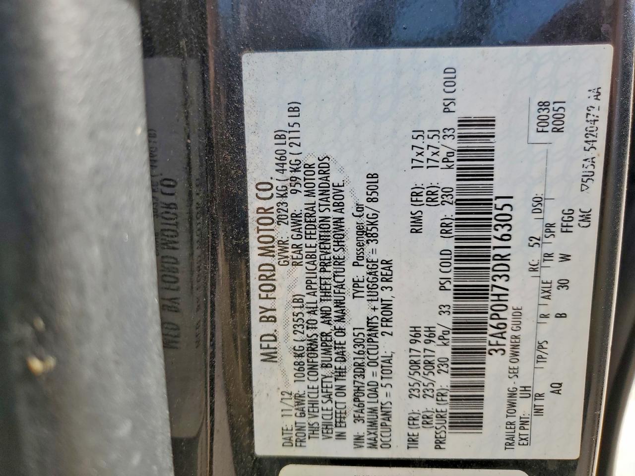 2013 FORD FUSION SE photo 34