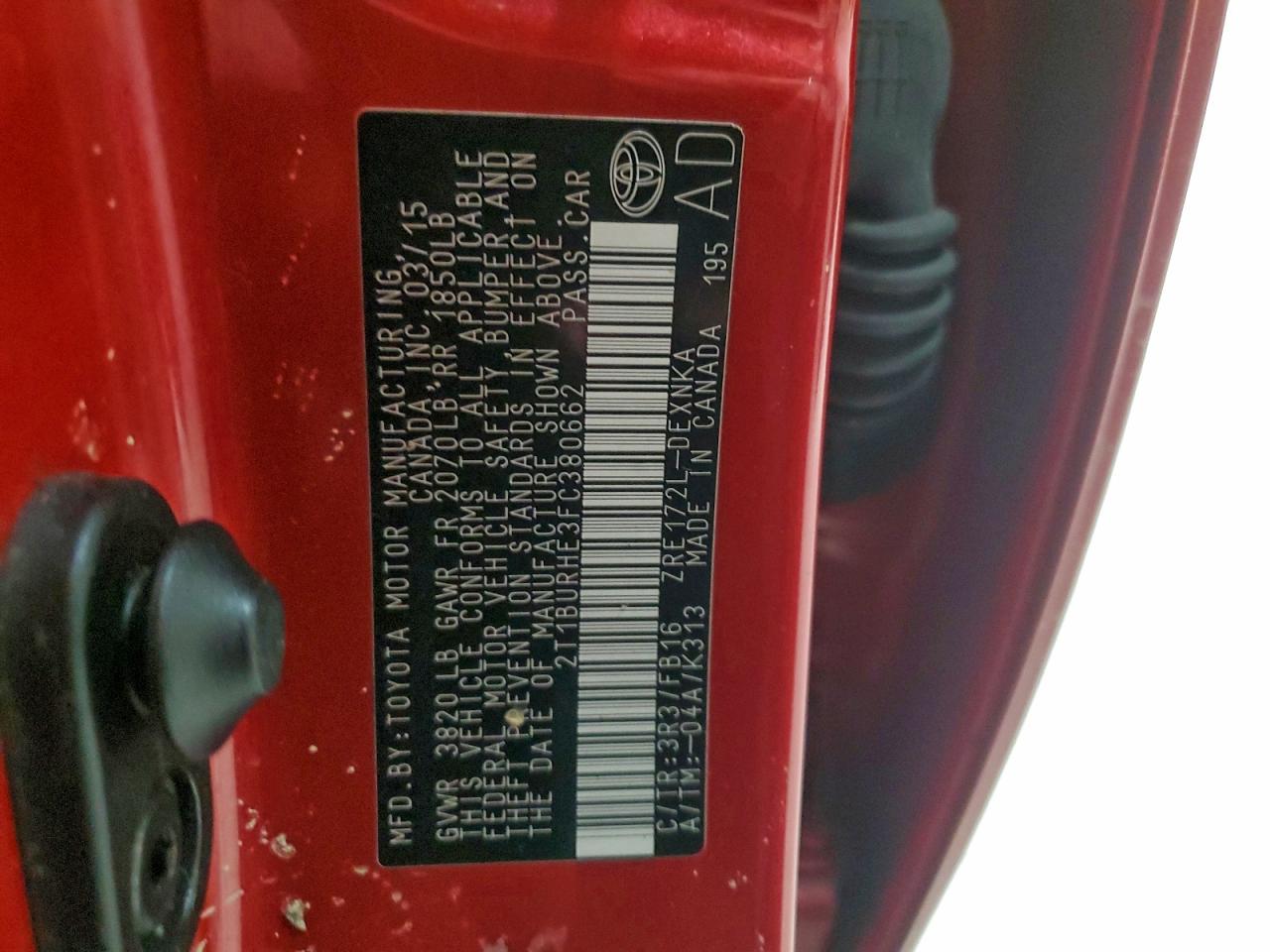 2015 TOYOTA COROLLA L photo 12