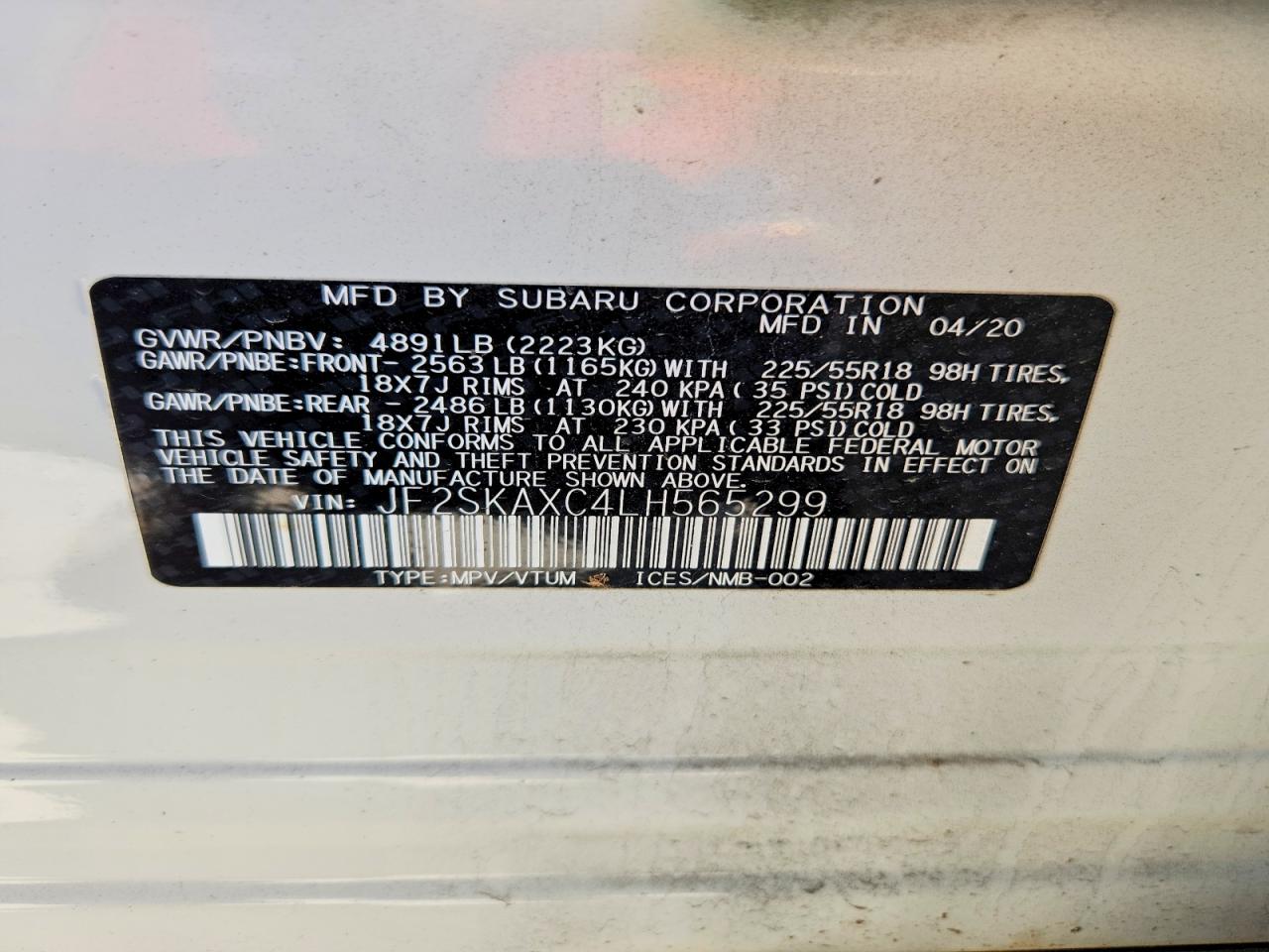 2020 SUBARU FORESTER TOURING photo 12