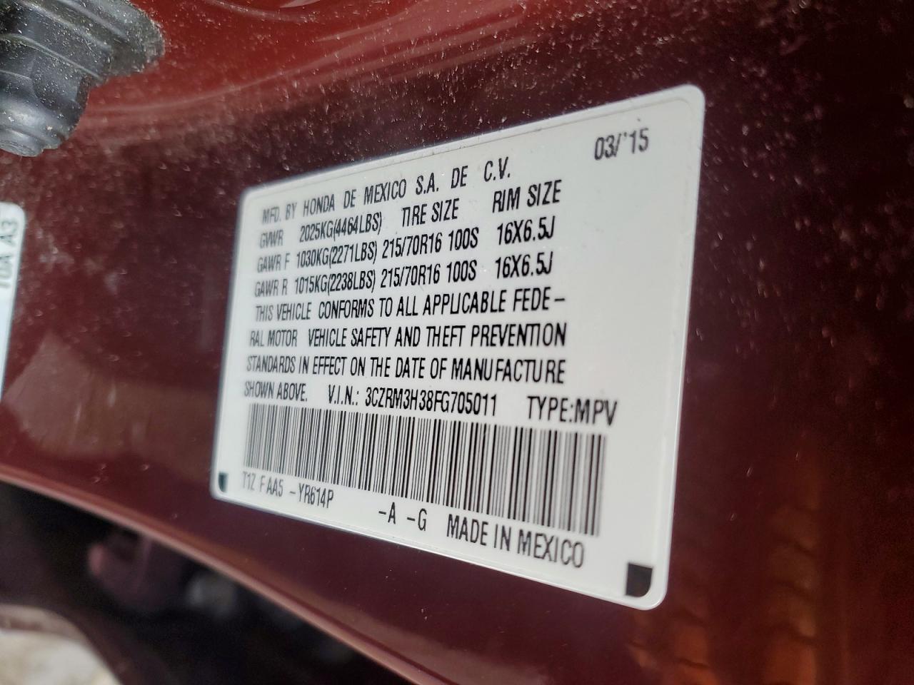 2015 HONDA CR-V LX photo 25