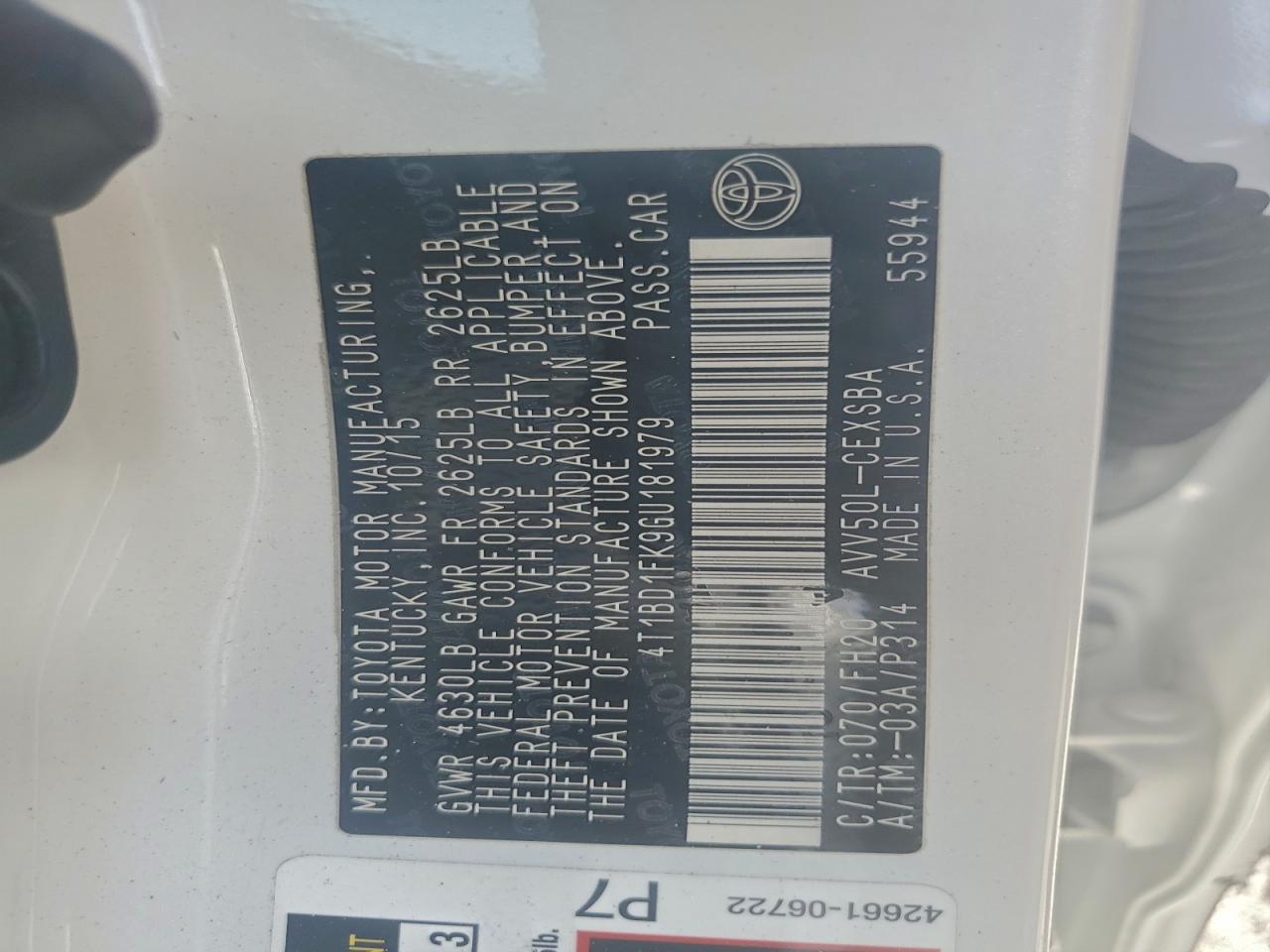 2016 TOYOTA CAMRY HYBRID photo 12