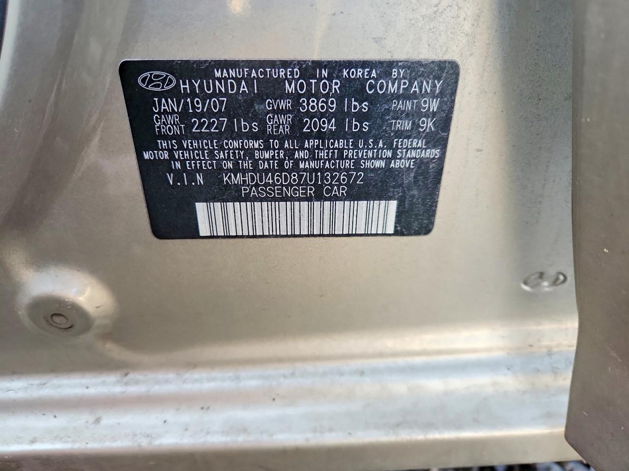 2007 HYUNDAI ELANTRA GLS photo 12