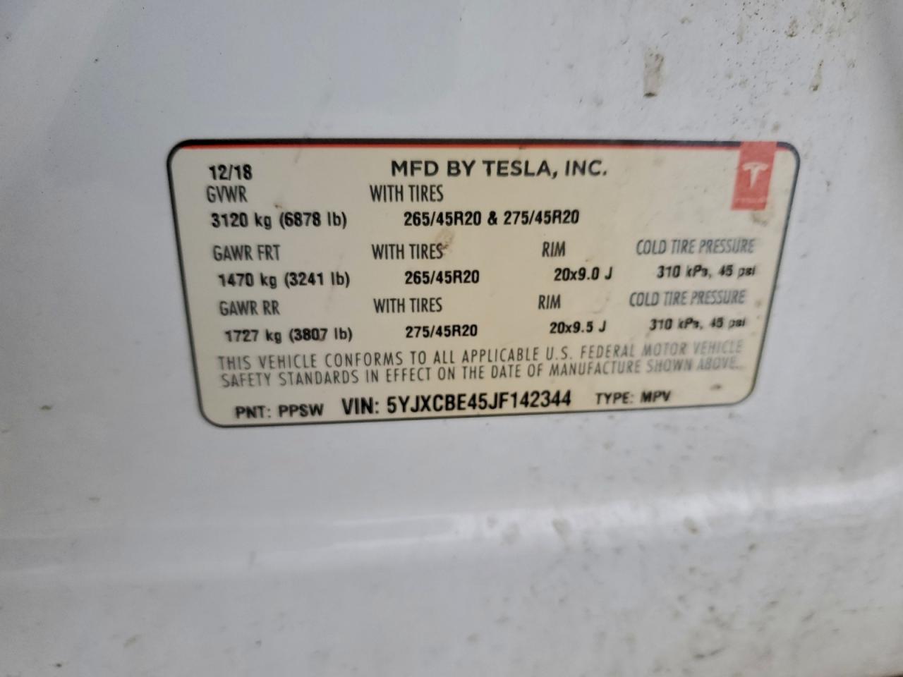 2018 TESLA MODEL X photo 12