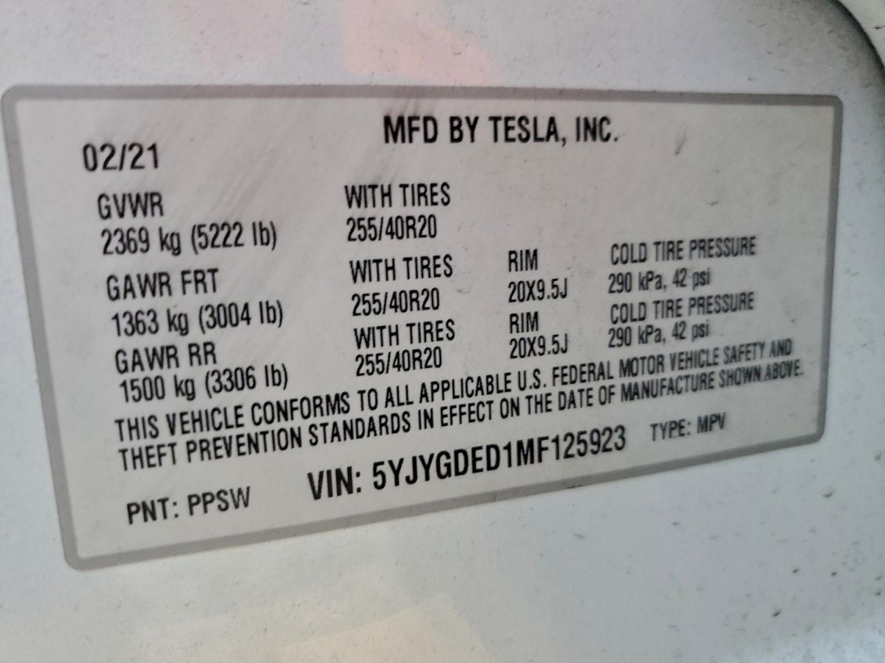 2021 TESLA MODEL Y photo 25