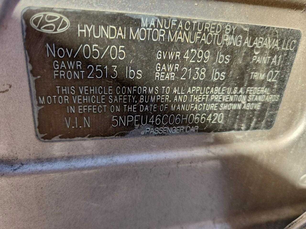 2006 HYUNDAI SONATA GLS photo 12