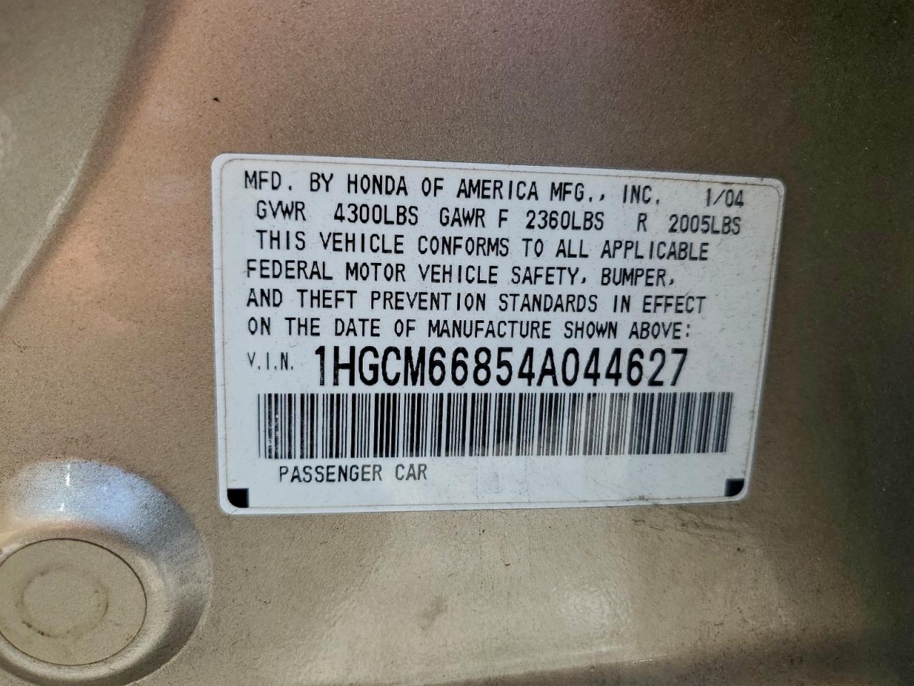 2004 HONDA ACCORD EX photo 12