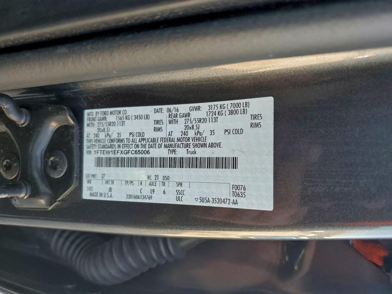 2016 FORD F150 SUPERCREW photo 12