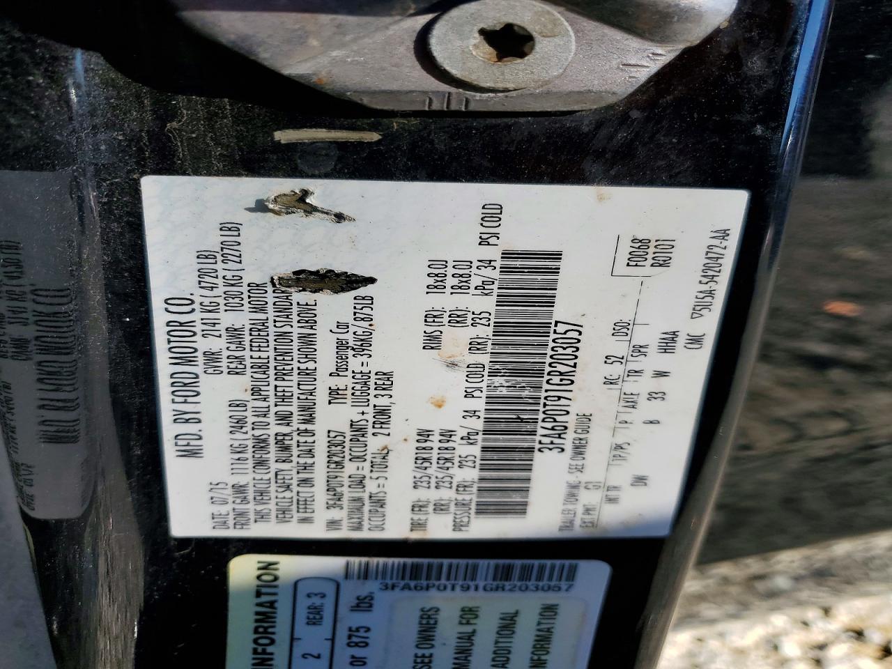2016 FORD FUSION SE photo 37