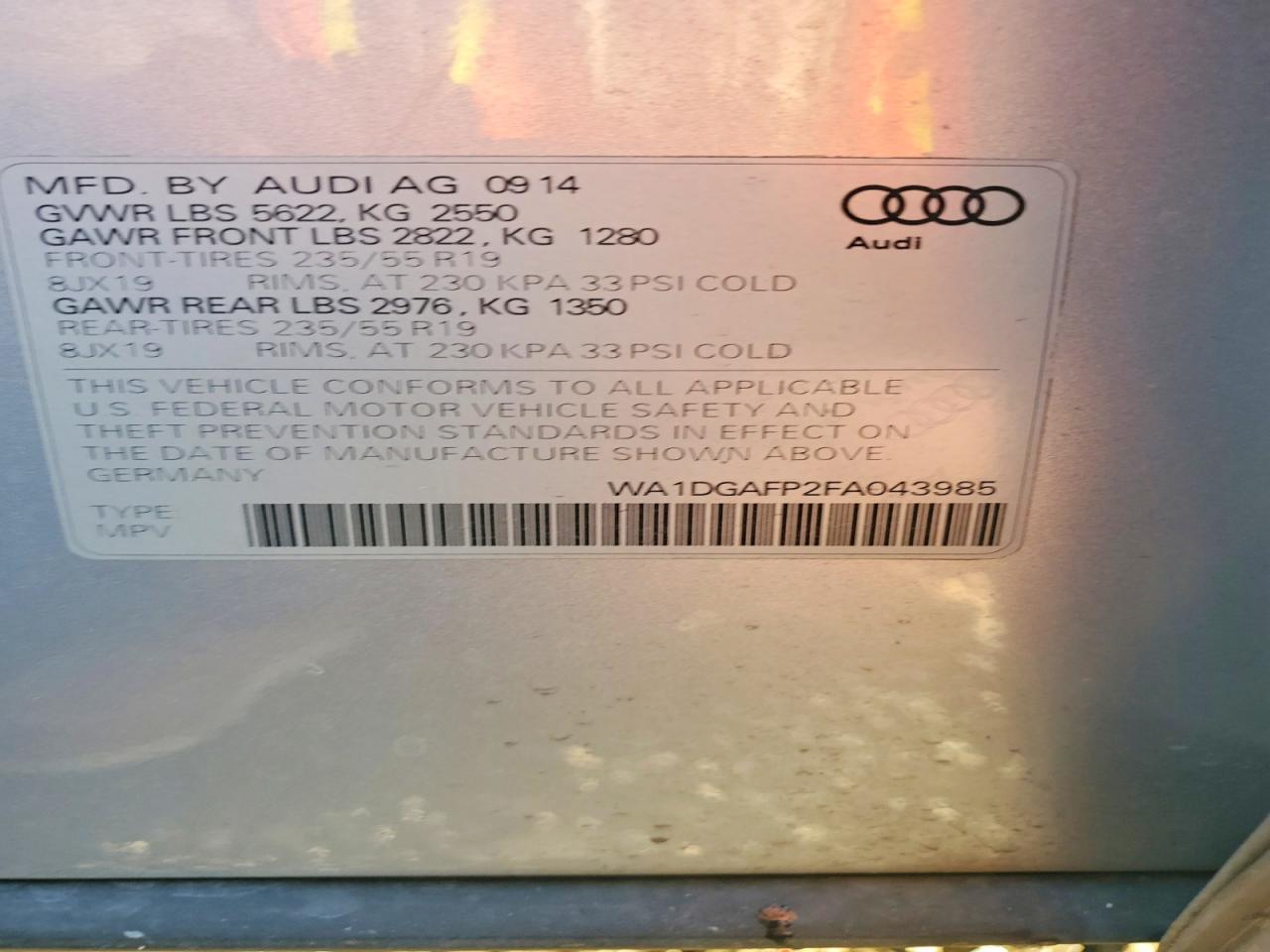 2015 AUDI Q5 PREMIUM PLUS photo 13