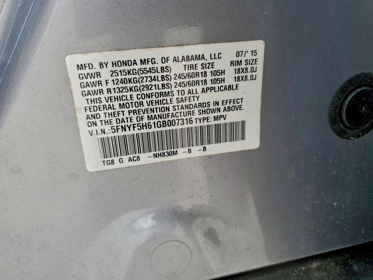 2016 HONDA PILOT EXL photo 13