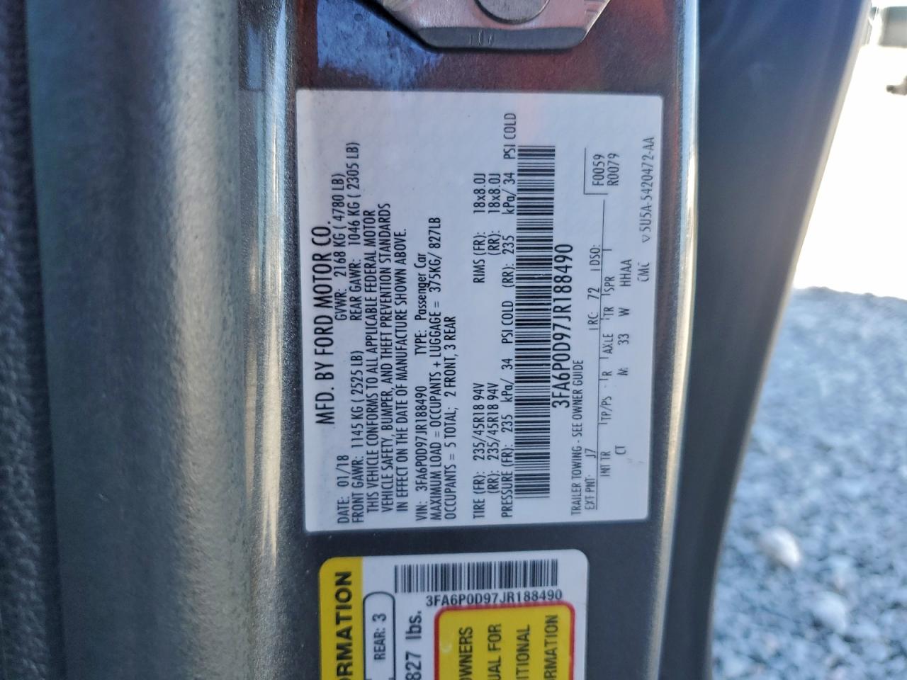 2018 FORD FUSION TITANIUM/PLATINUM photo 13