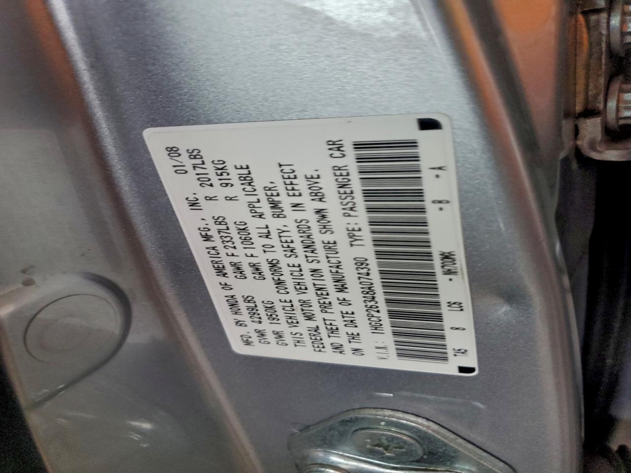 2008 HONDA ACCORD LX photo 12
