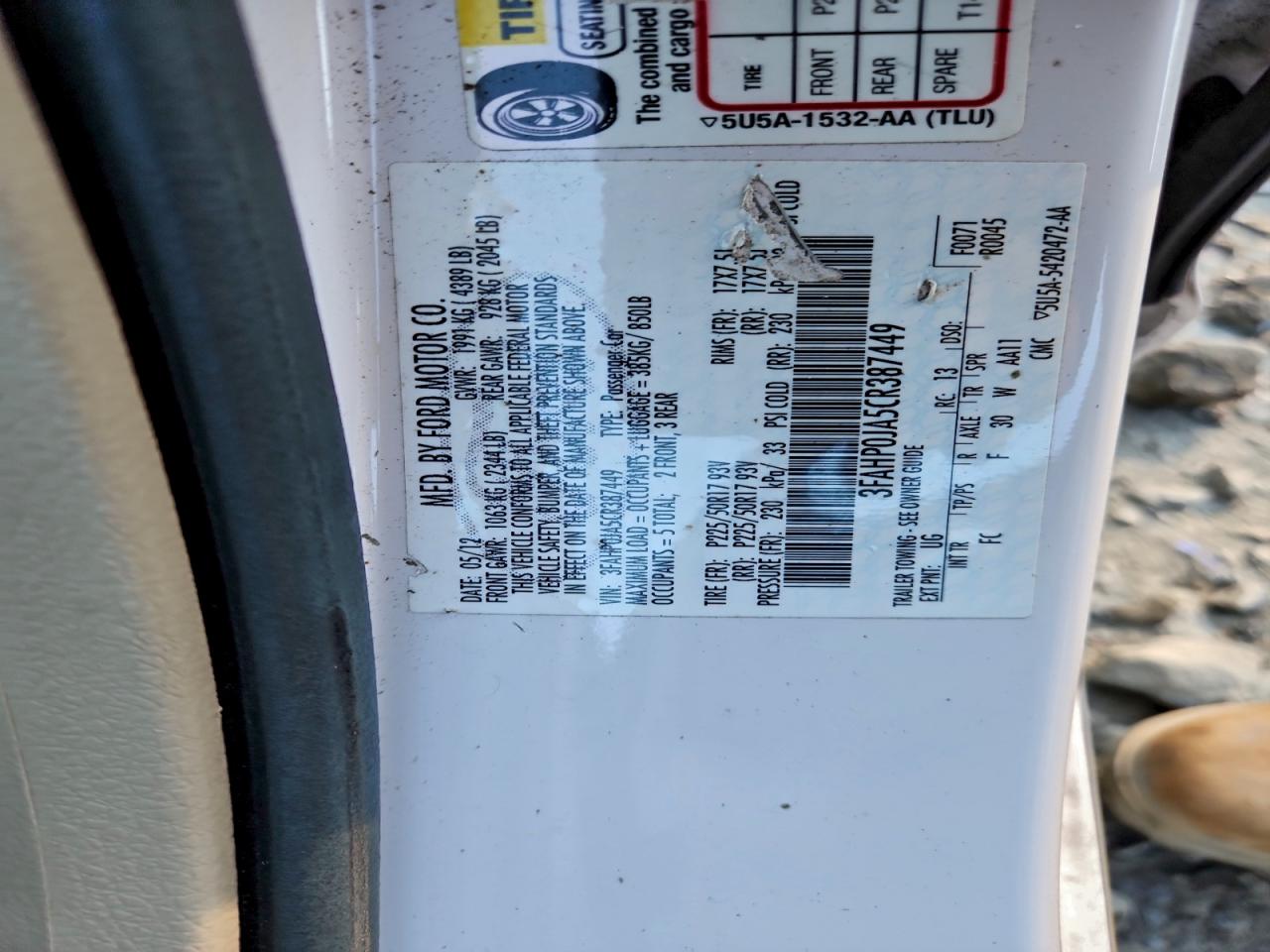 2012 FORD FUSION SEL photo 12
