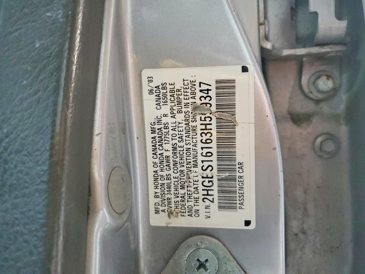 2003 HONDA CIVIC DX photo 12