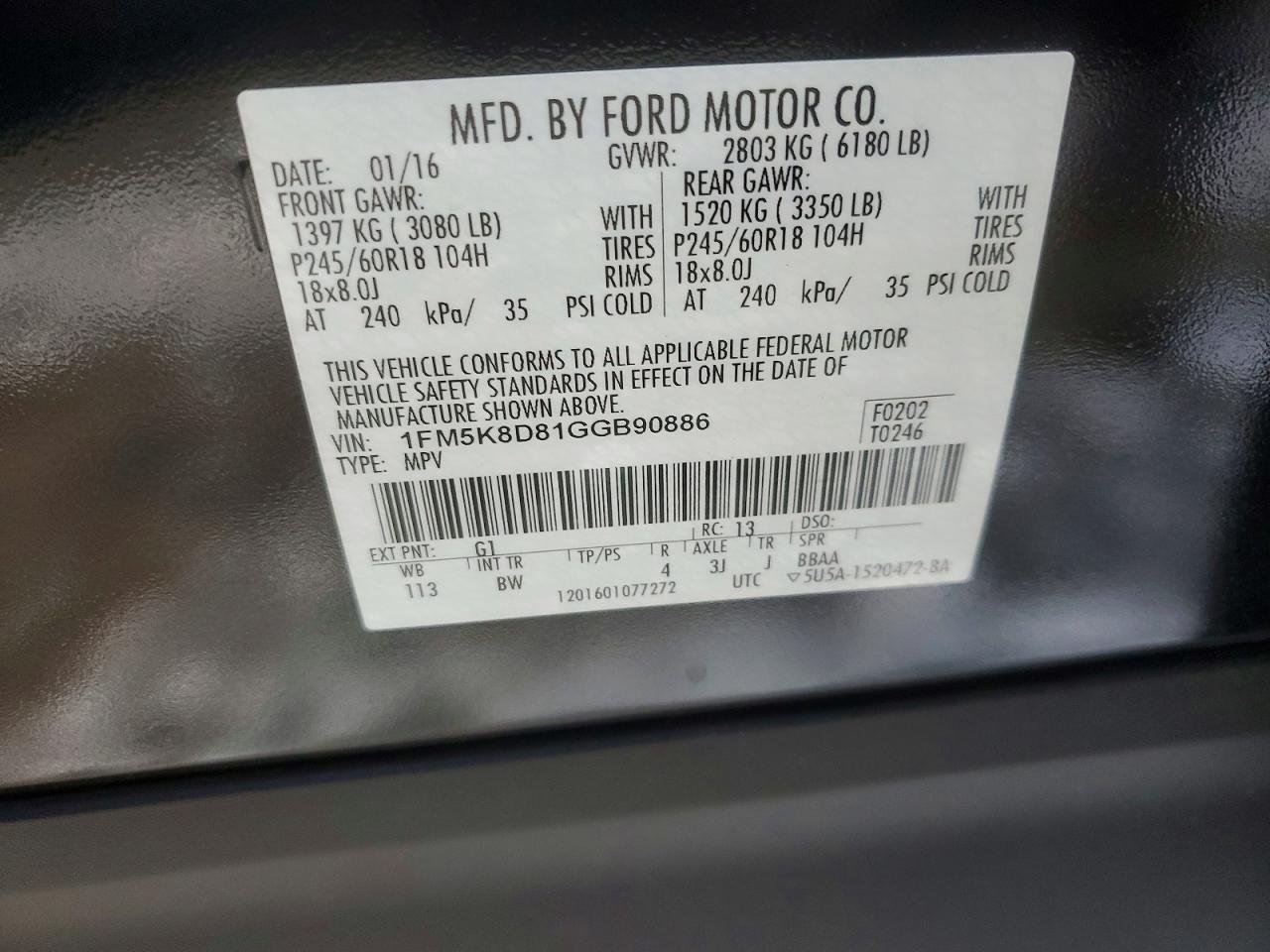 2016 FORD EXPLORER XLT photo 13