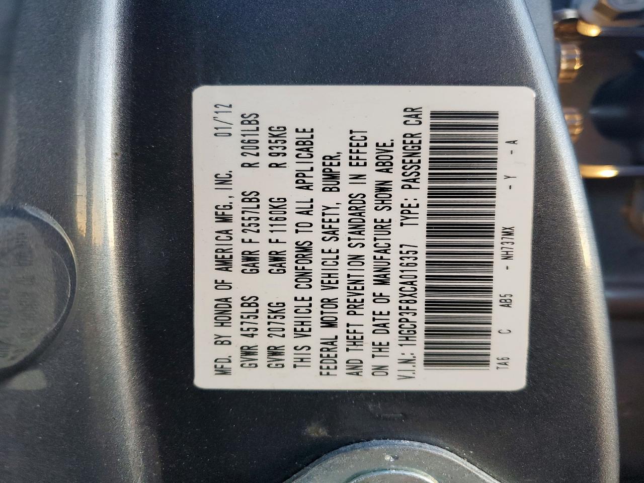2012 HONDA ACCORD EXL photo 23