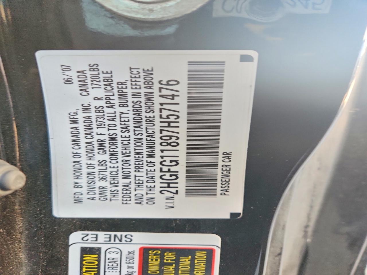 2007 HONDA CIVIC EX photo 12